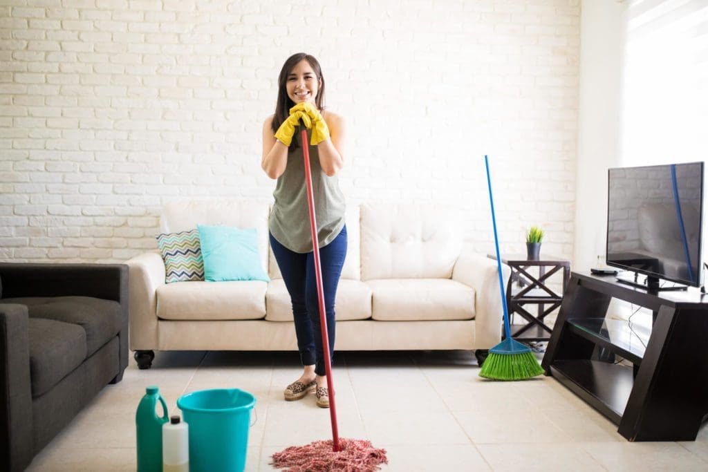 cleaner in small home cleaning after super bowl